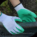 SRSAFETY revestimiento de poliéster verde de calibre 10 recubierto de látex blanco en la palma / guante de trabajo / guante de seguridad casco interior guante